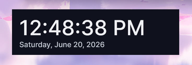 MiniMetrics clock widget in dark theme